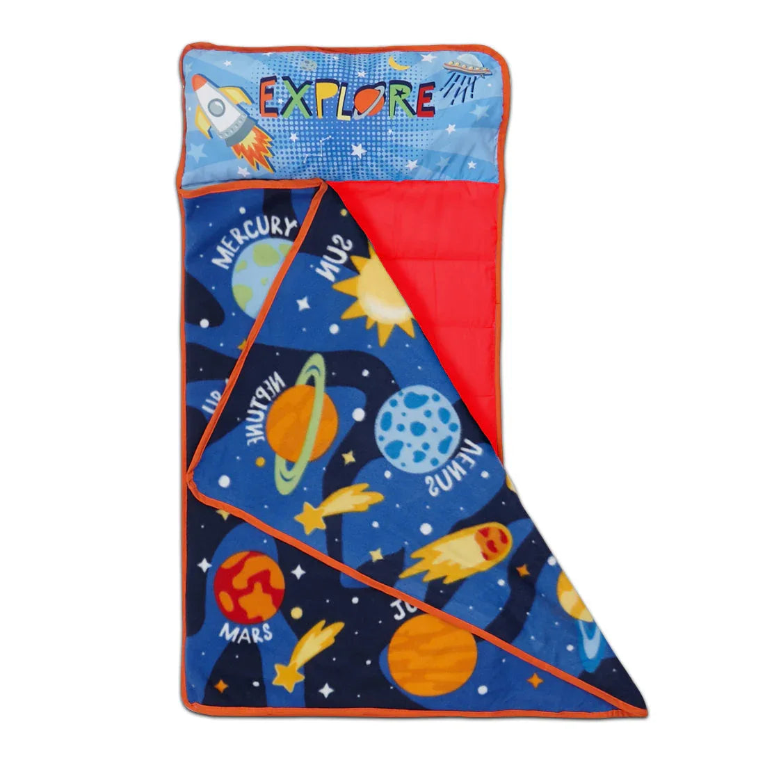 NoJo Planets Outer Space Toddler Nap Mat - Includes Attached Pillow and Fleece Blanket - BIG FRENCHIES