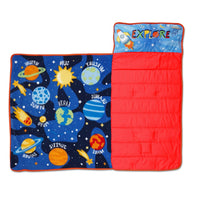NoJo Planets Outer Space Toddler Nap Mat - Includes Attached Pillow and Fleece Blanket - BIG FRENCHIES