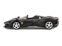 Ferrari Daytona SP3 Matt Black with White Stripes and Red Interior 1/64 Diecast Model Car by BBR
