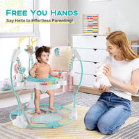 Baby Activity Center Height Adjustable Baby Bouncing Saucer with Interactive Toys-Blue - Color: Blue