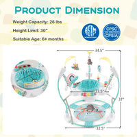 Baby Activity Center Height Adjustable Baby Bouncing Saucer with Interactive Toys-Blue - Color: Blue