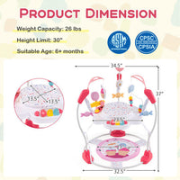 Baby Activity Center Height Adjustable Baby Bouncing Saucer with Interactive Toys-Pink - Color: Pink