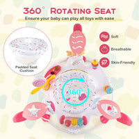 Baby Activity Center Height Adjustable Baby Bouncing Saucer with Interactive Toys-Pink - Color: Pink
