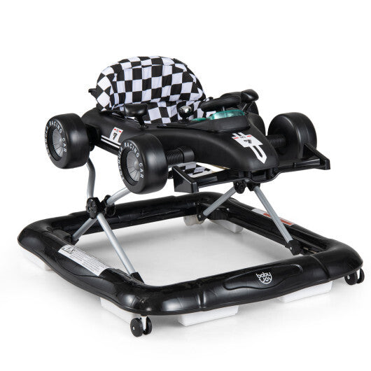 4-in-1 Baby Push Walker Activity Center Height Adjustable with Music Box-Black - Color: Black