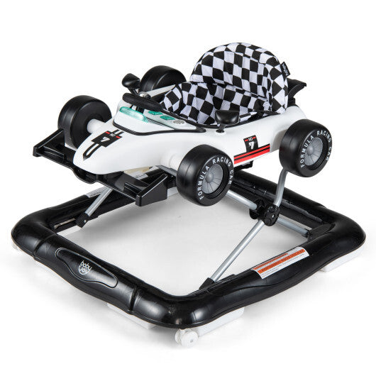 4-in-1 Baby Push Walker Activity Center Height Adjustable with Music Box-White - Color: White