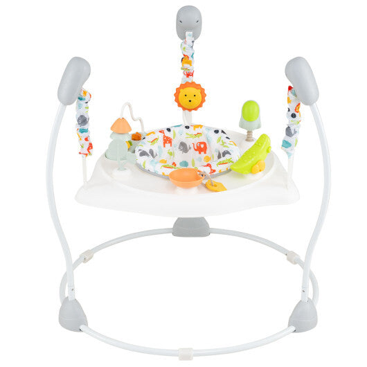 Baby Jump and Play Activity Center with Rotatable Seat and Interactive Toys-White - Color: White