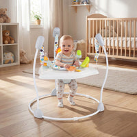 Baby Jump and Play Activity Center with Rotatable Seat and Interactive Toys-White - Color: White
