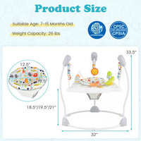 Baby Jump and Play Activity Center with Rotatable Seat and Interactive Toys-White - Color: White