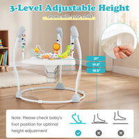 Baby Jump and Play Activity Center with Rotatable Seat and Interactive Toys-White - Color: White