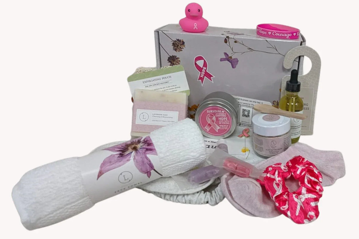 Breast cancer Awareness Gift Box - Hope for a warrior / a survivor - this is a support care pamper package - ALL Natural - BIG FRENCHIES