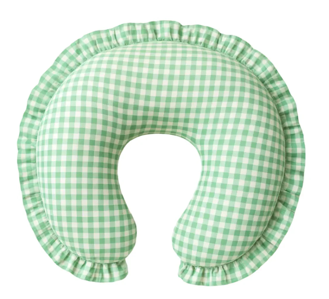 Green Gingham Ruffle Nursing Pillow Cover - BIG FRENCHIES