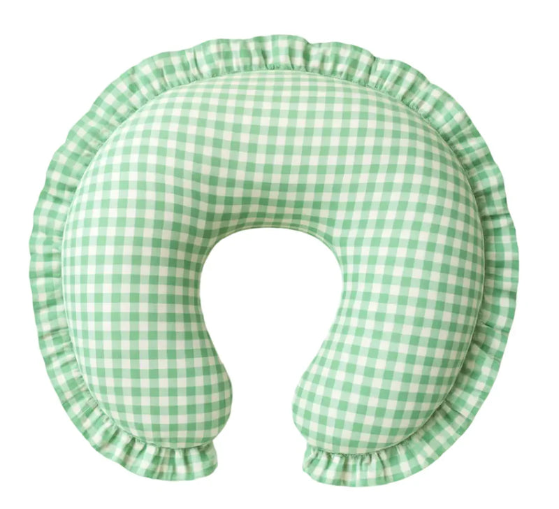 Green Gingham Ruffle Nursing Pillow Cover - BIG FRENCHIES
