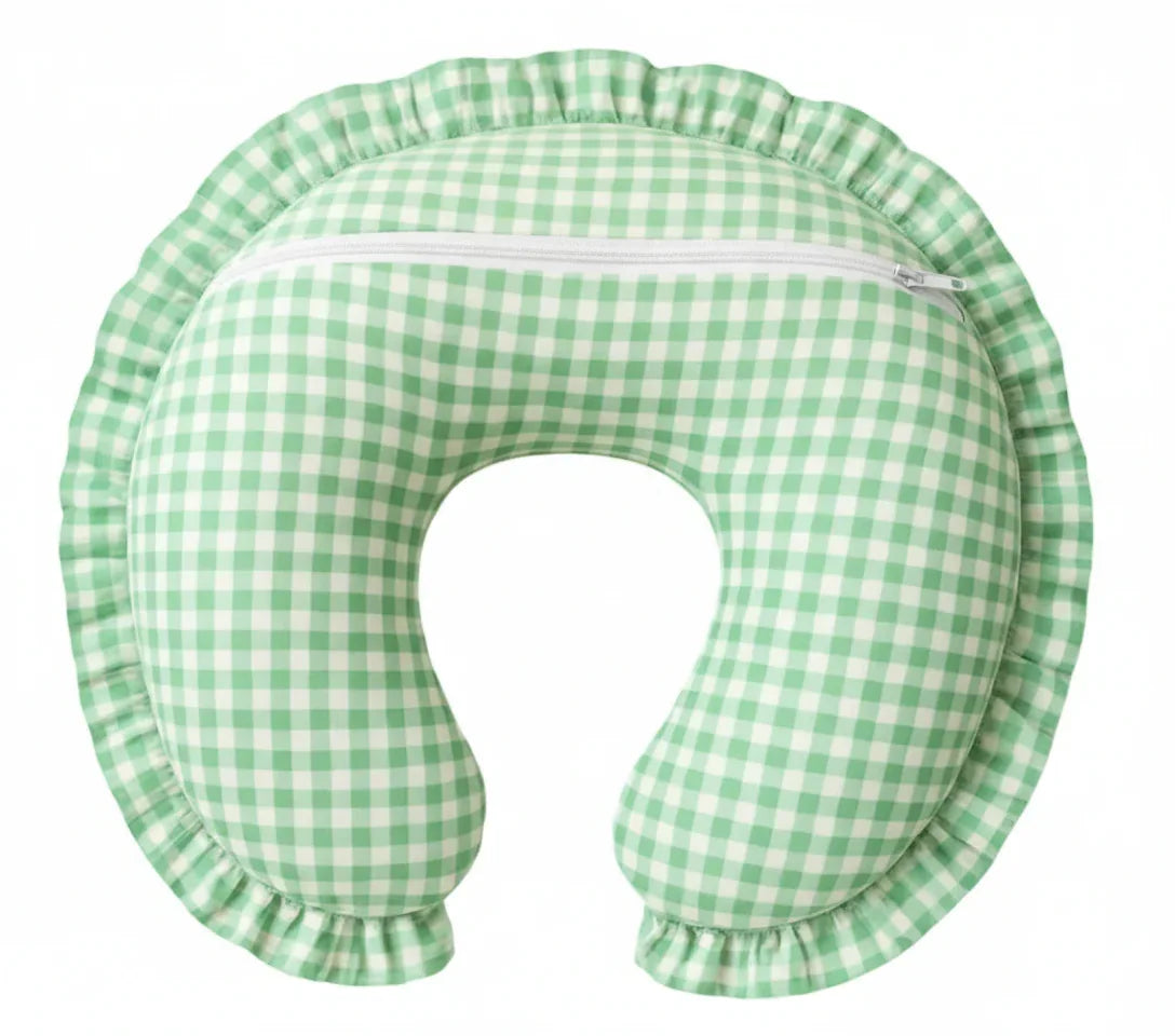 Green Gingham Ruffle Nursing Pillow Cover - BIG FRENCHIES