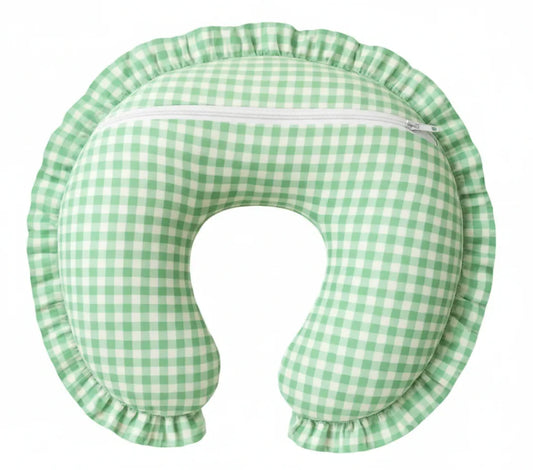 Green Gingham Ruffle Nursing Pillow Cover - BIG FRENCHIES