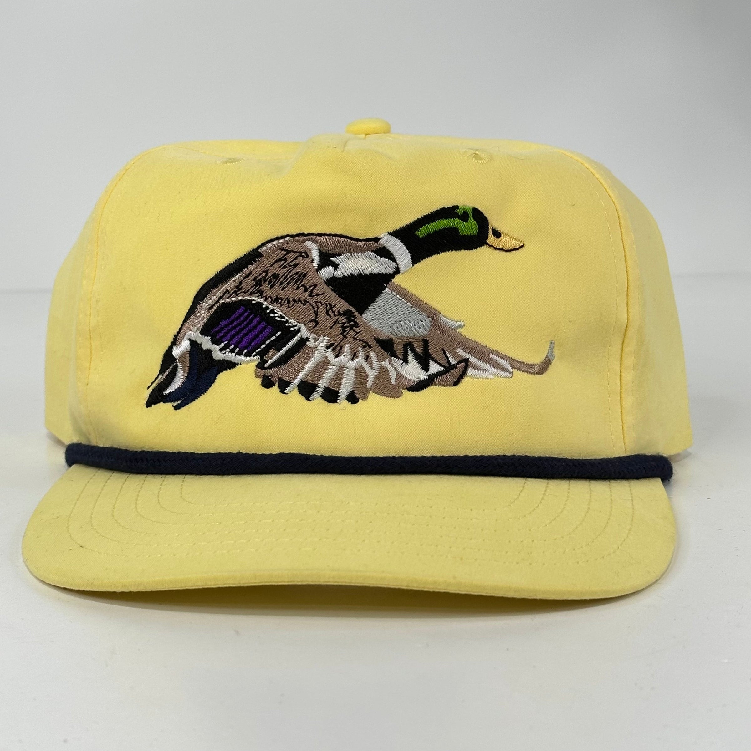 Mallard Duck Hunting On a yellow Rope SnapBack Hat Cap Custom Embroidered