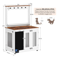 Dog crate,Graffiti dog cage, kennel with double doors, crate interior furniture, heavy wooden dog cage, large dog, white