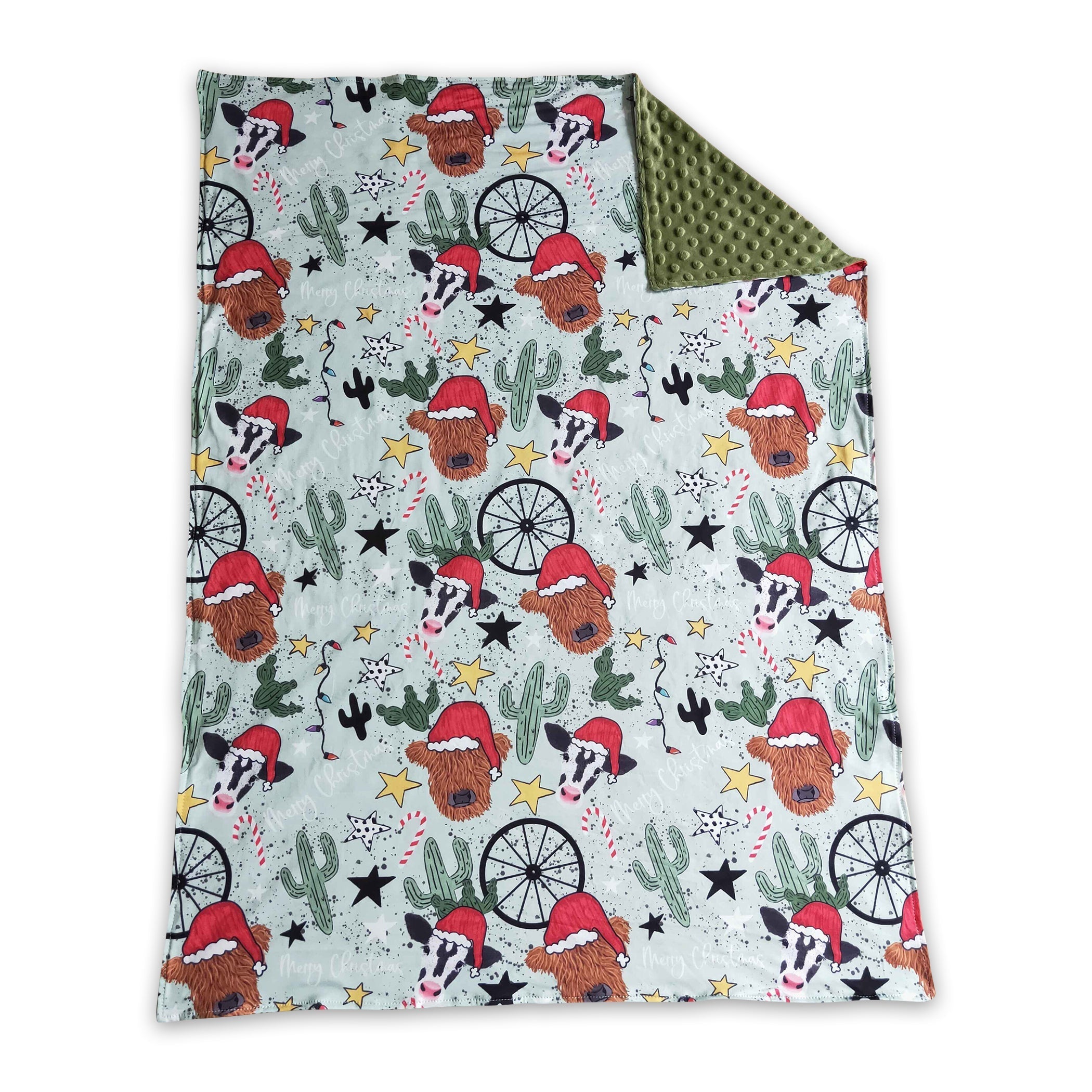 Highland cow cactus baby kids Christmas blankets - BIG FRENCHIES