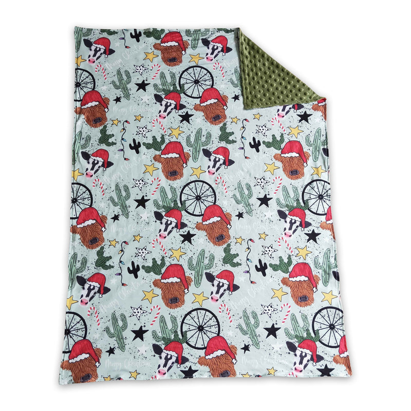 Highland cow cactus baby kids Christmas blankets - BIG FRENCHIES
