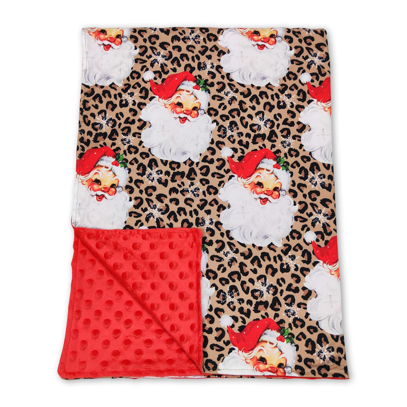 Leopard santa red polka dots baby girls Christmas blankets - BIG FRENCHIES