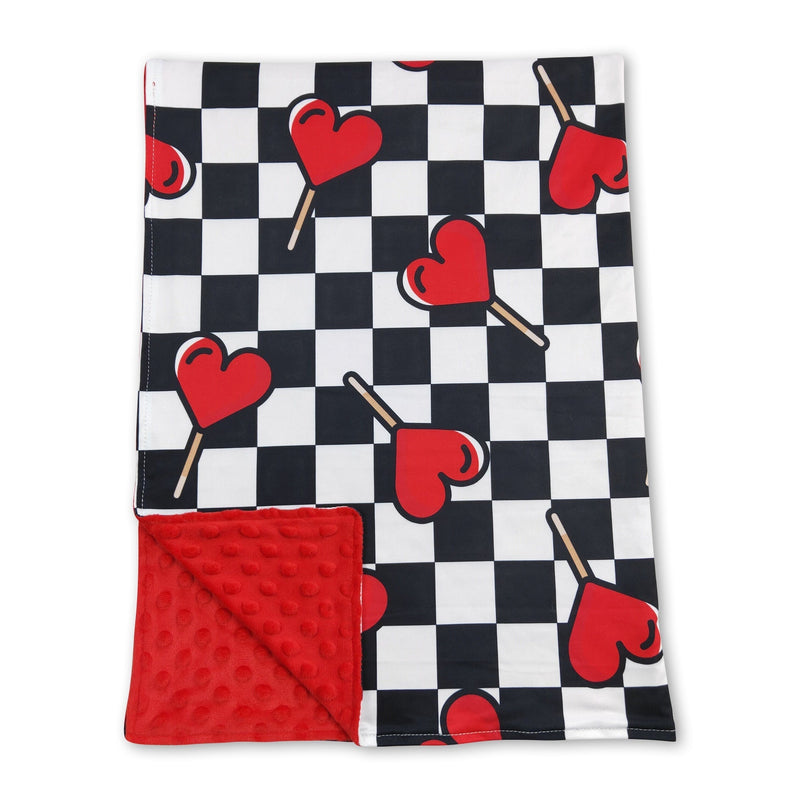 Plaid heart lollipop baby girls valentines blanket - BIG FRENCHIES
