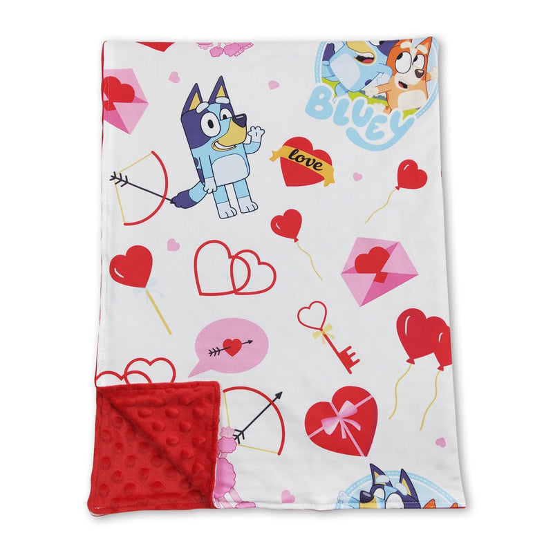 Red heart dog cute baby girls valentine's blanket - BIG FRENCHIES