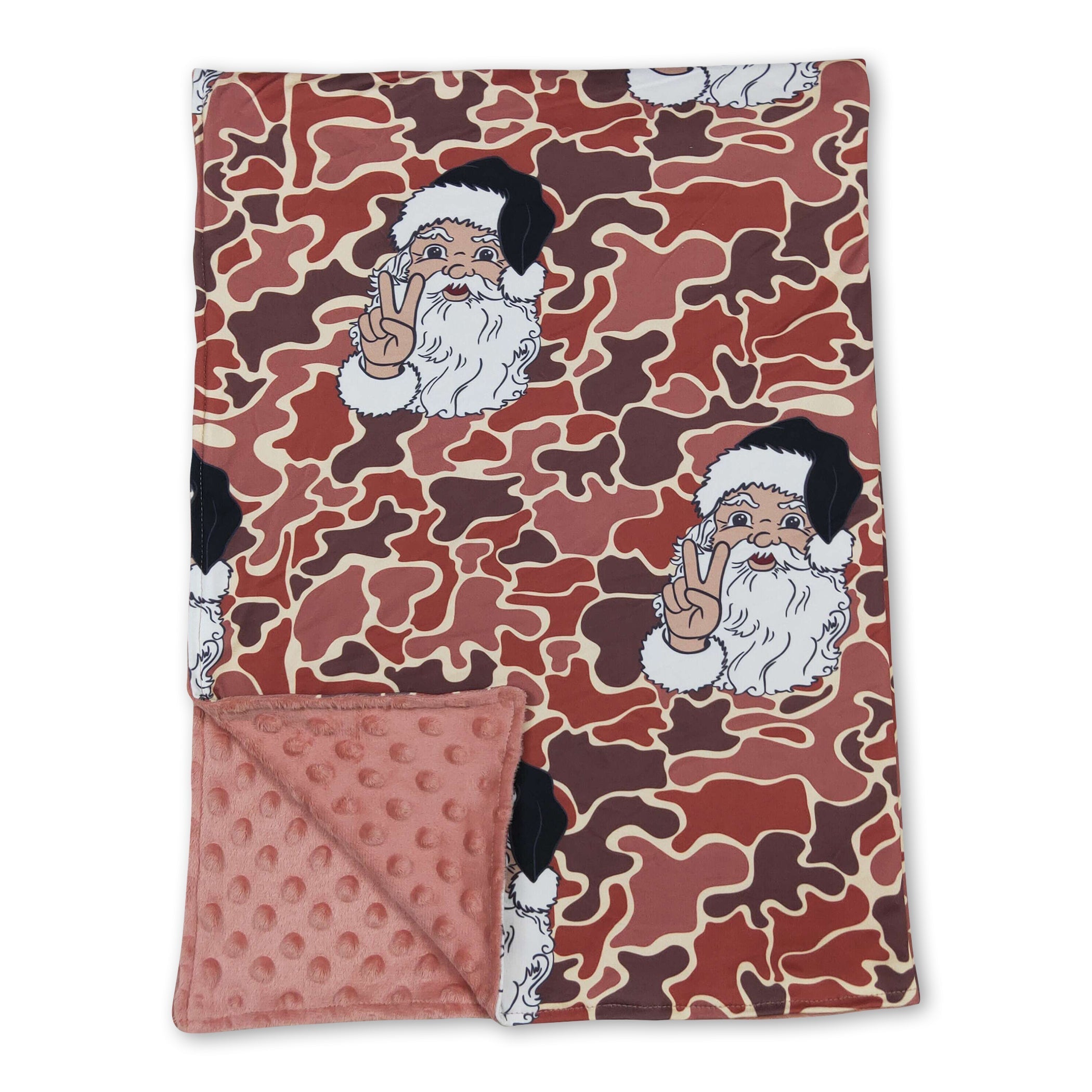 Brown camo santa baby kids Christmas blankets - BIG FRENCHIES