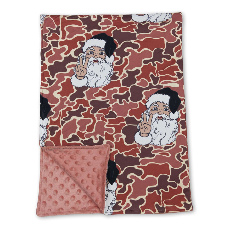 Brown camo santa baby kids Christmas blankets - BIG FRENCHIES