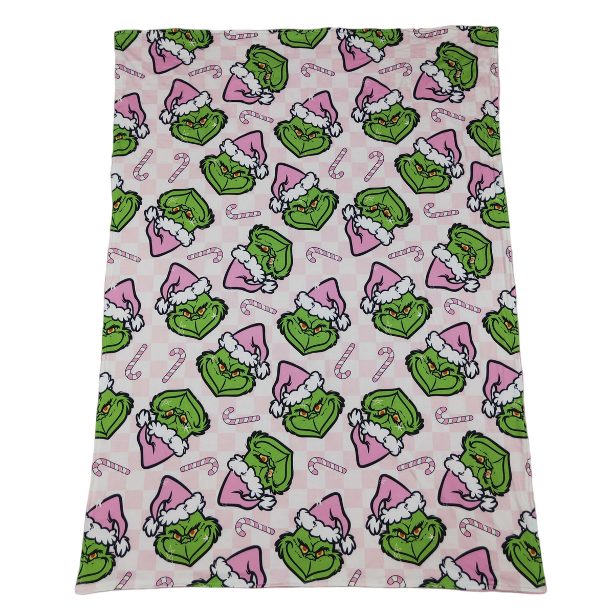 Pink candy cane green face baby girls Christmas blanket - BIG FRENCHIES