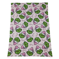 Pink candy cane green face baby girls Christmas blanket - BIG FRENCHIES