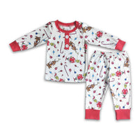 Green face print long sleeve boy Christmas pajamas - BIG FRENCHIES