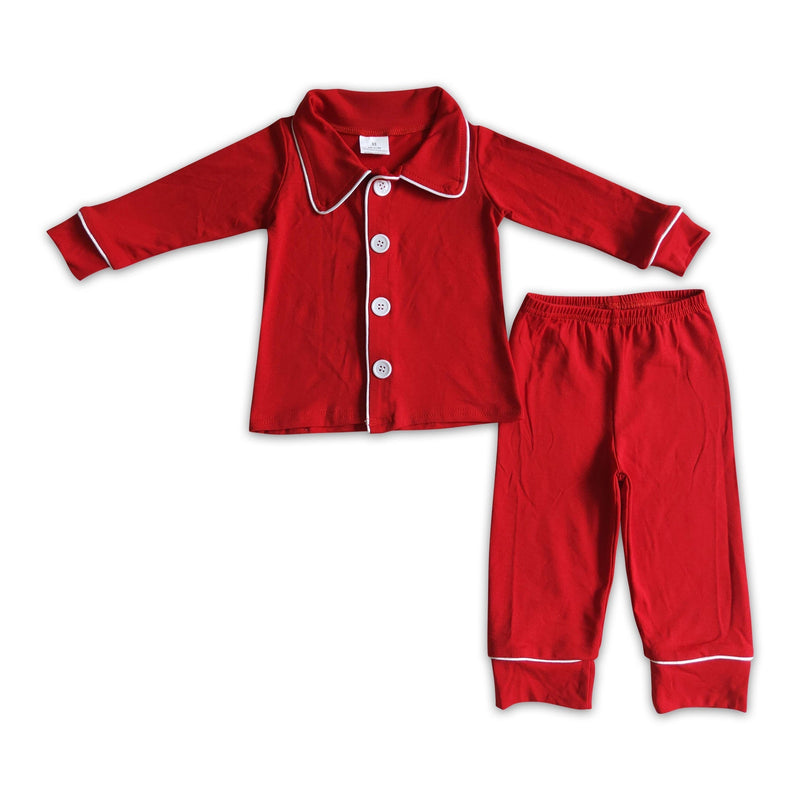 Red solid cotton sleepwear boy Christmas pajamas - BIG FRENCHIES