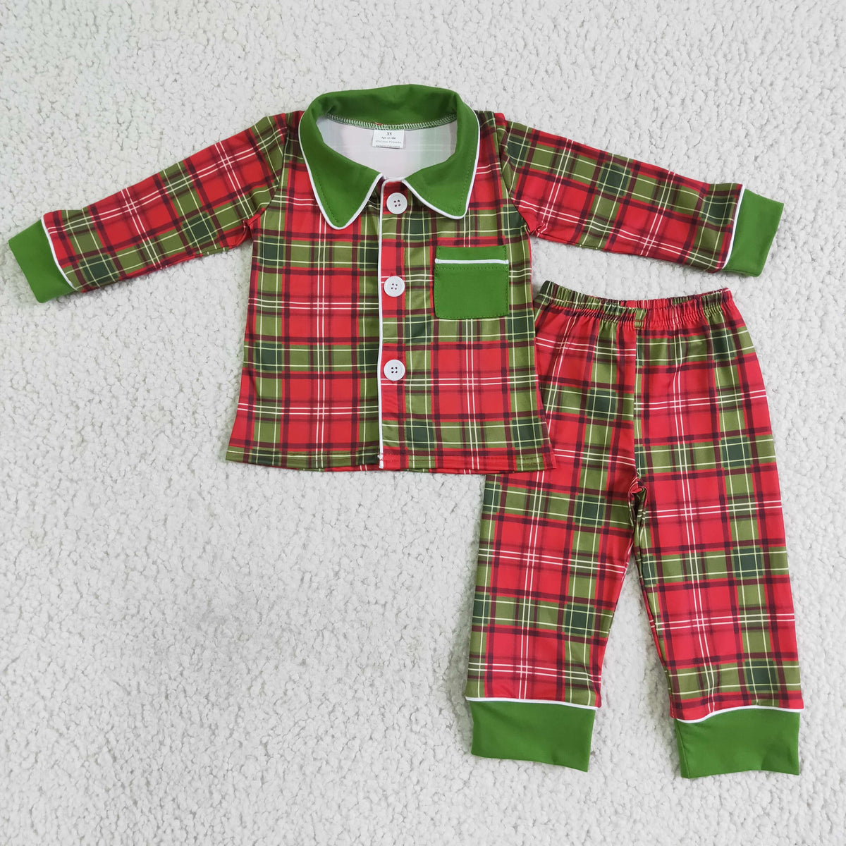 Red and green plaid sleepwear boy Christmas pajamas - BIG FRENCHIES