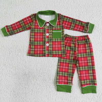 Red and green plaid sleepwear boy Christmas pajamas - BIG FRENCHIES