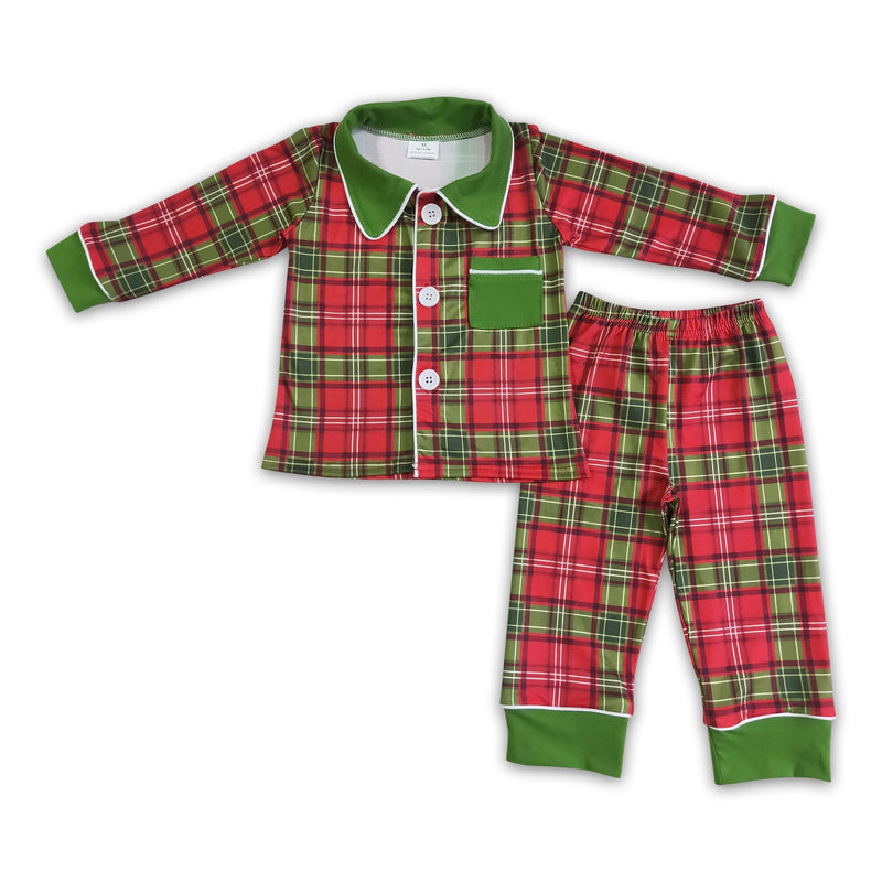 Red and green plaid sleepwear boy Christmas pajamas - BIG FRENCHIES