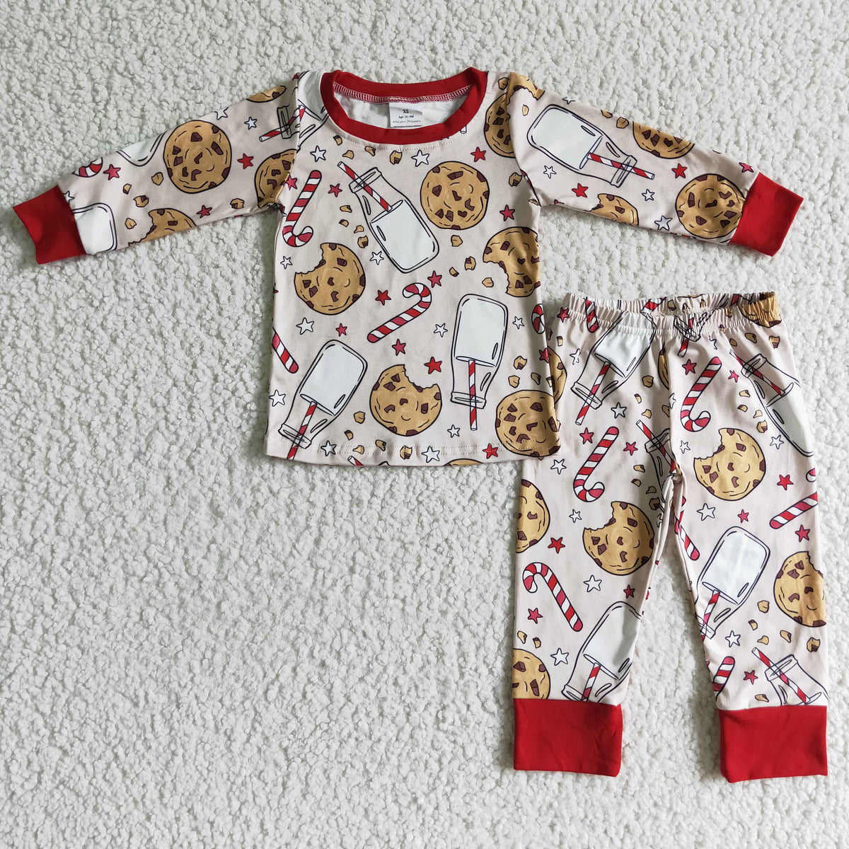 Biscuit milk candy cane print kids girls Christmas pajamas - BIG FRENCHIES