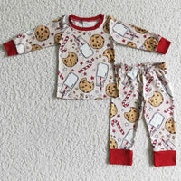 Biscuit milk candy cane print kids girls Christmas pajamas - BIG FRENCHIES