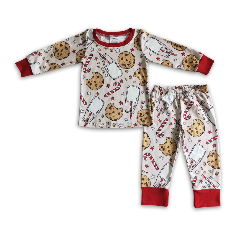 Biscuit milk candy cane print kids girls Christmas pajamas - BIG FRENCHIES