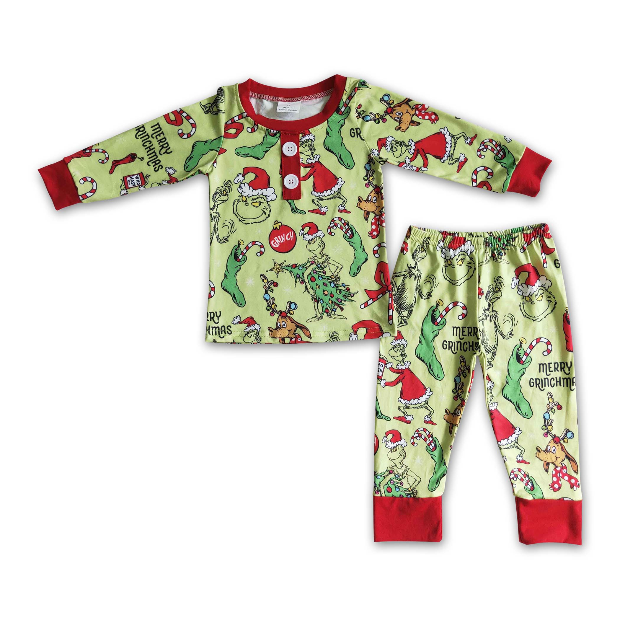 Green face merry Christmas kids boy pajamas - BIG FRENCHIES