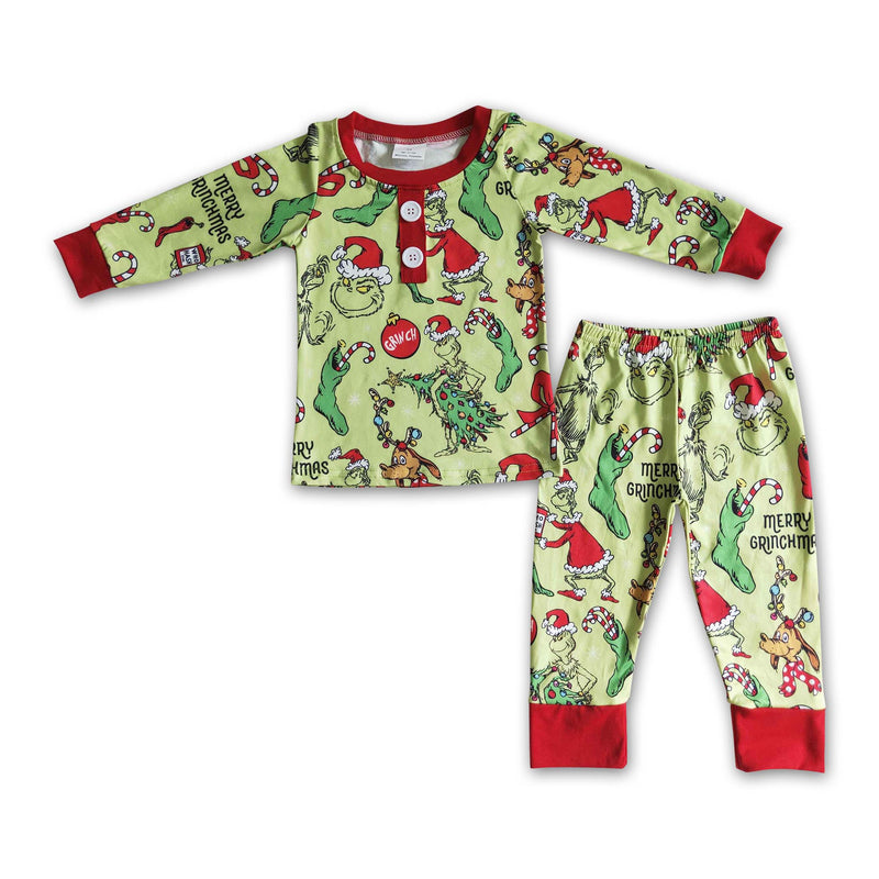 Green face merry Christmas kids boy pajamas - BIG FRENCHIES