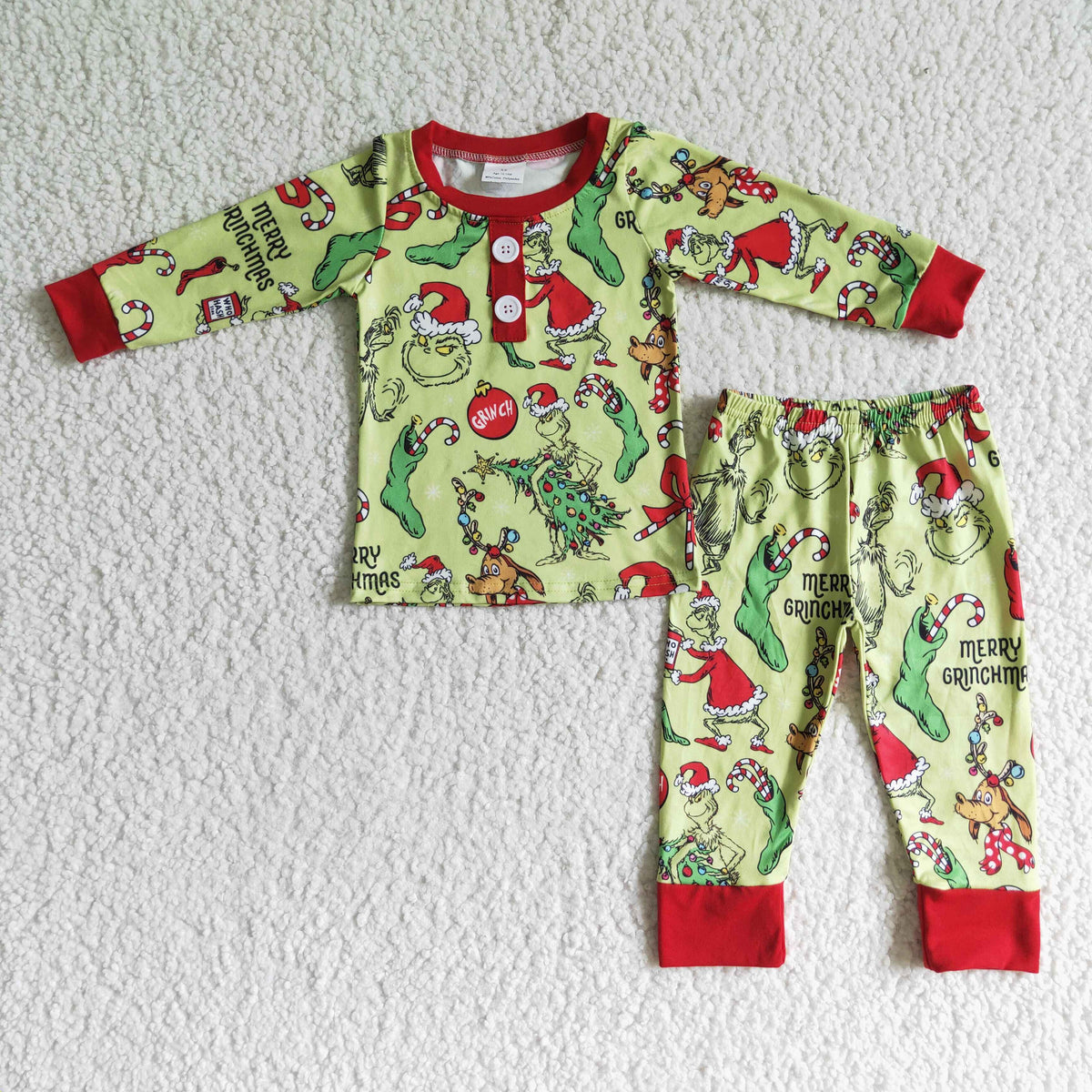 Green face merry Christmas kids boy pajamas - BIG FRENCHIES