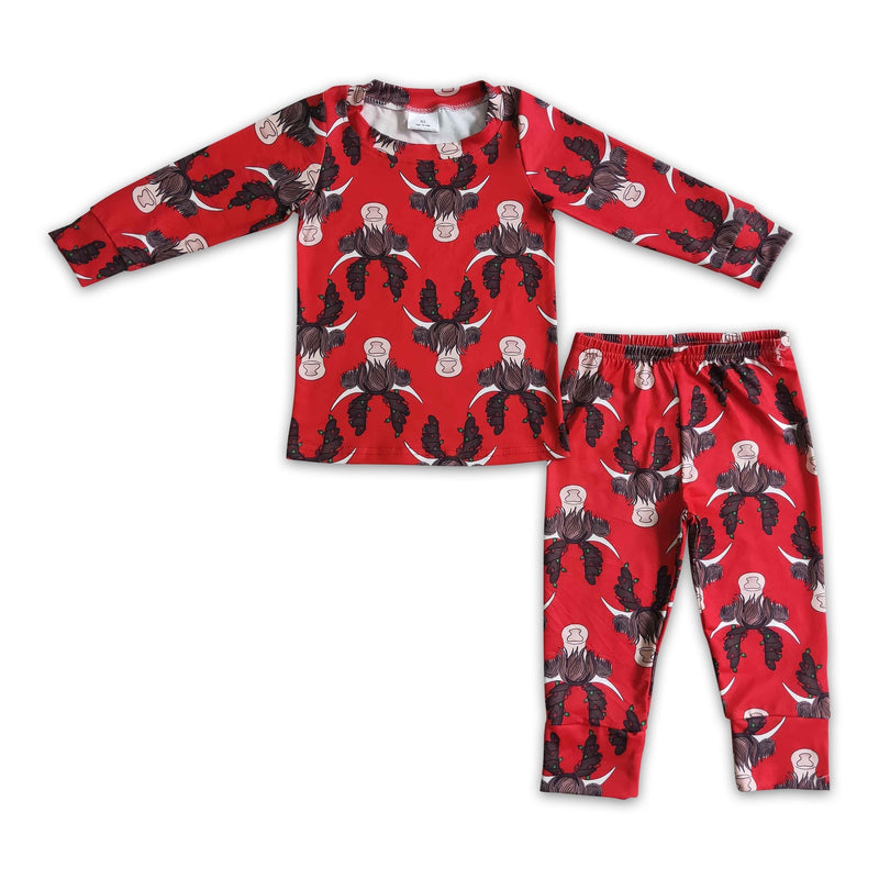 Highland cow red kids boy Christmas pajamas - BIG FRENCHIES