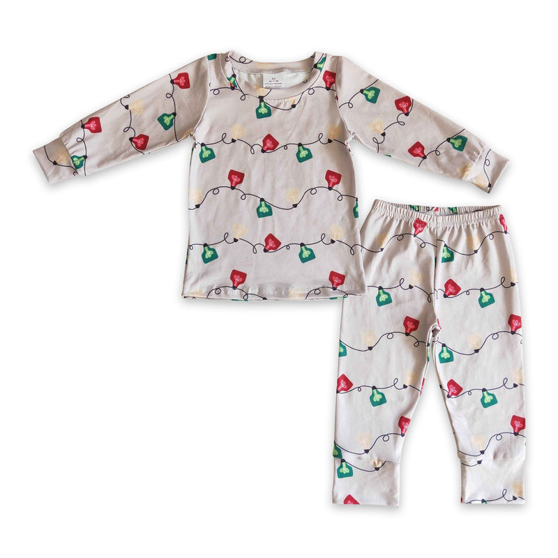 Christmas light print kids boy pajamas set - BIG FRENCHIES
