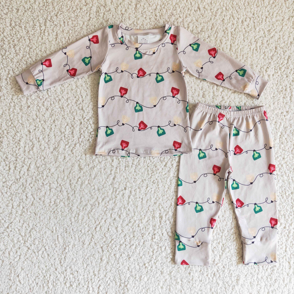 Christmas light print kids boy pajamas set - BIG FRENCHIES