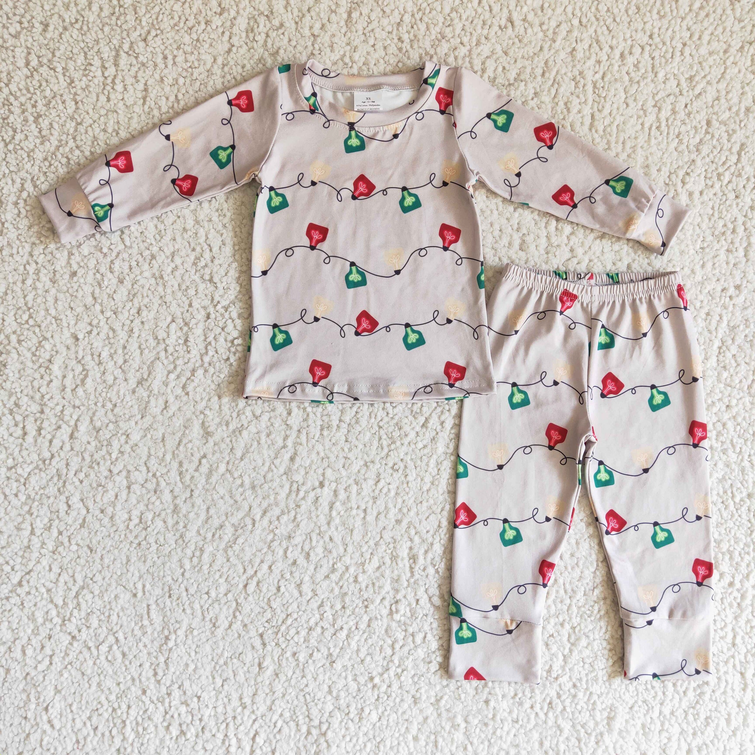 Christmas light print kids boy pajamas set - BIG FRENCHIES