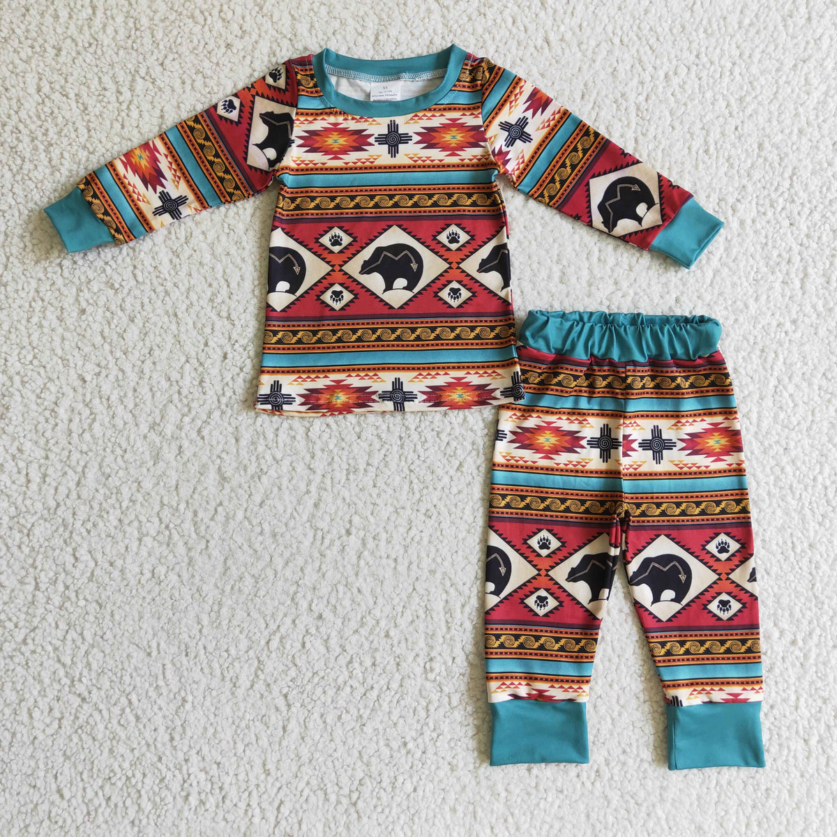 Cow aztec long sleeves baby kids western pajamas - BIG FRENCHIES