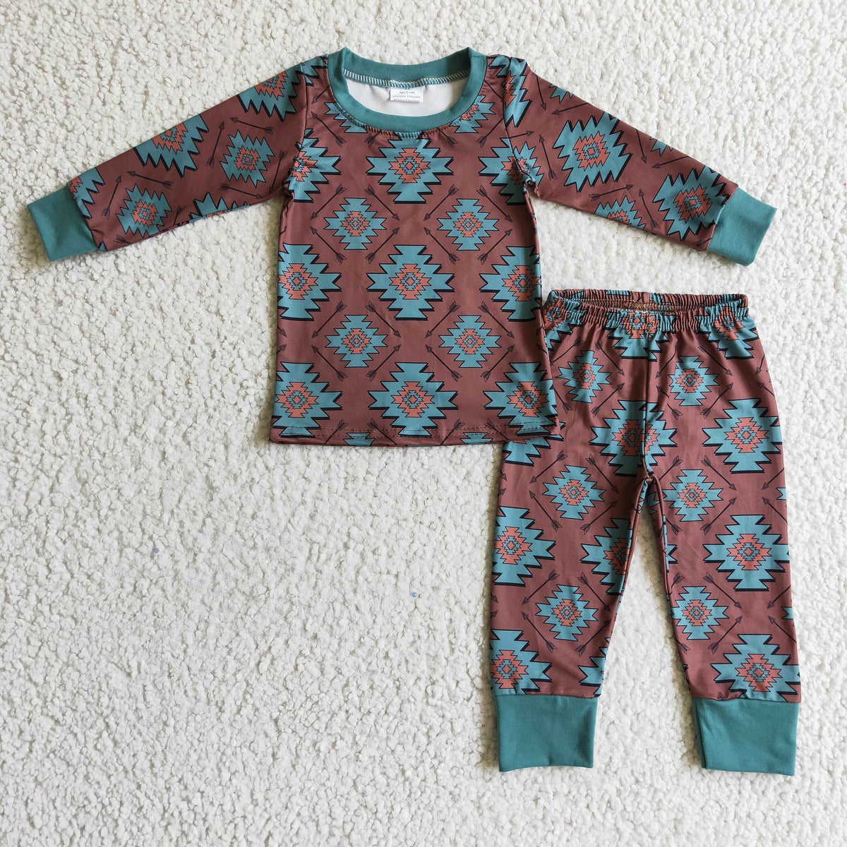 Brown aztec kids boy western pajamas - BIG FRENCHIES