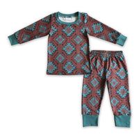 Brown aztec kids boy western pajamas - BIG FRENCHIES