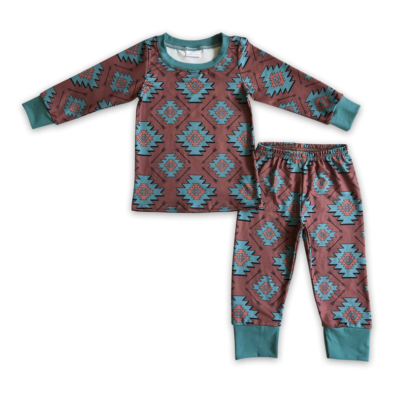 Brown aztec kids boy western pajamas - BIG FRENCHIES