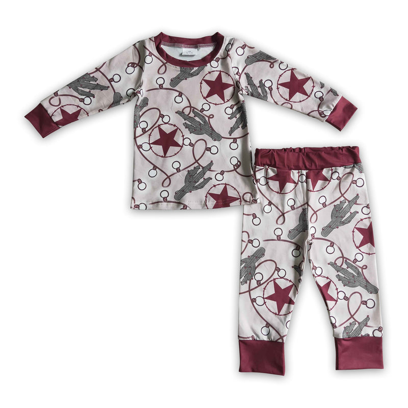 Cactus Christmas lights stars kids boy western Christmas pajamas - BIG FRENCHIES