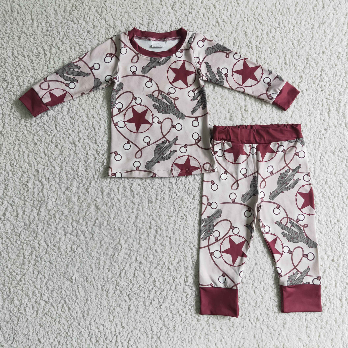 Cactus Christmas lights stars kids boy western Christmas pajamas - BIG FRENCHIES